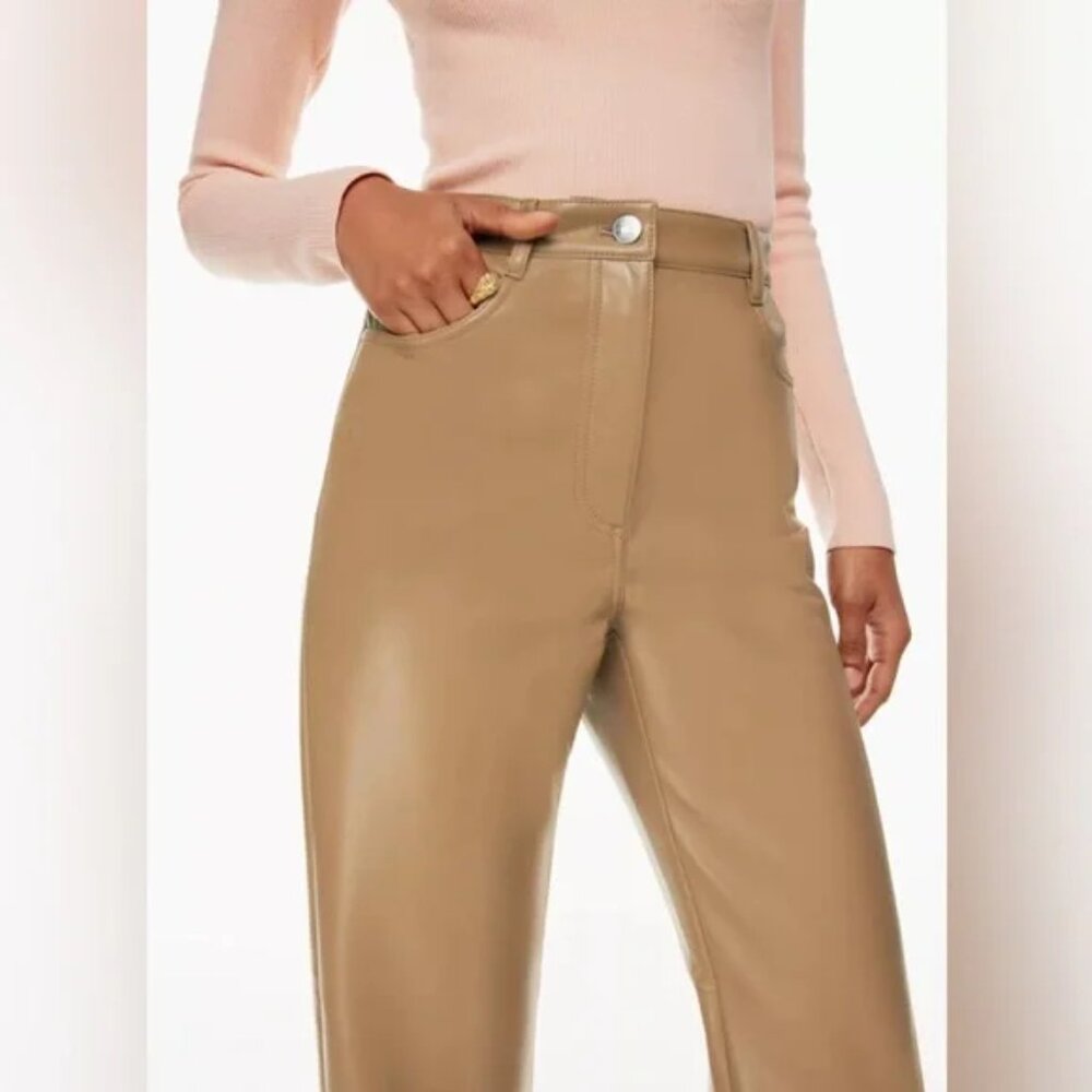 NWT Wilfred Aritzia The Melina™ Pant Vegan Leather Saville Tan - US 4